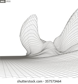 3D Wireframe Terrain (Wide Angle) | EPS10 Vector
