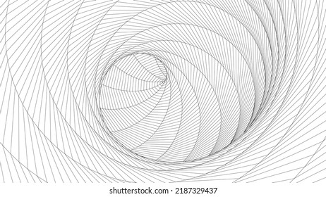 3d wireframe tunnel. Abstract background of lines. Tunnel through space. Optical illusion. 3D vector illustration.