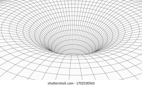 Túnel del bastidor acolchado 3D. Fondo de cuadrícula de perspectiva. Ilustración vectorial.