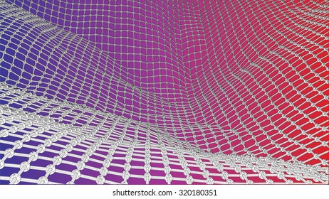 3d wireframe wave net surface
