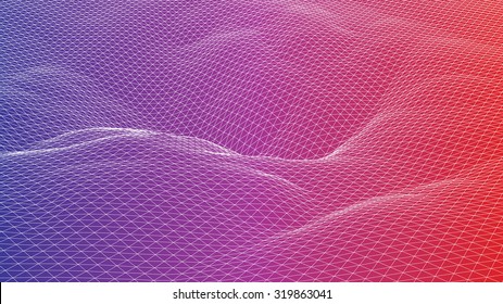 3d wireframe wave surface