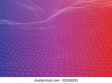 3d wireframe wave surface