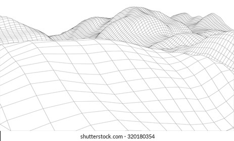 3d Wireframe Wave Surface