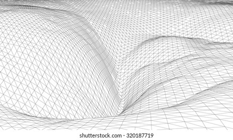 3d wireframe wave surface