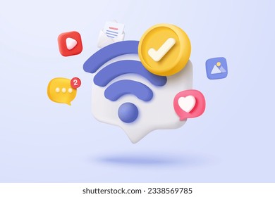Wifi 3d symbol wireless connection icon Royalty Free Vector