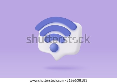 3d wireless connection and sharing network on internet. Hotspot access point for digital and broadcasting. 3d broadcasting area with WiFi. 3d wireless signal icon rendering vector illustration