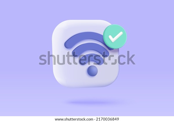 3d wireless connection and sharing network
on internet. Hotspot access point 3d for digital and online
coverage. Broadcasting area with WiFi. 3d wireless signal icon
rendering vector
illustration