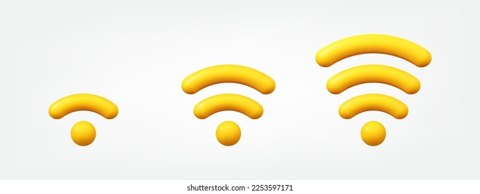3D-WLAN-Signal. realistisches Vektorsymbol-Set. Kollektion von Design-Elementen für Illustrationen im minimalen Stil