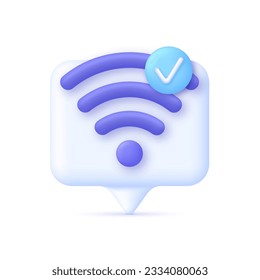 3D Wireless or Wifi illustration. Good connection concept. Good Internet. Broadcasting area with Wifi. Trendy and modern vector in 3d style.