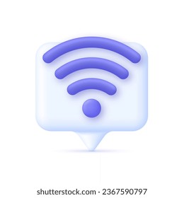 3D Wireless or Wifi illustration. Good connection concept. Good Internet. Broadcasting area with Wifi. Trendy and modern vector in 3d style.