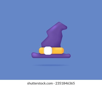3d witch hat. icon or symbol. minimalistic 3d illustration design. halloween graphic element. vector. blue background