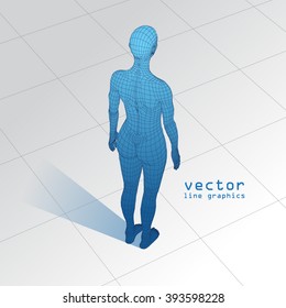 3D woman in a full-length vector