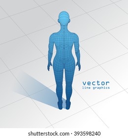 3D woman in a full-length vector