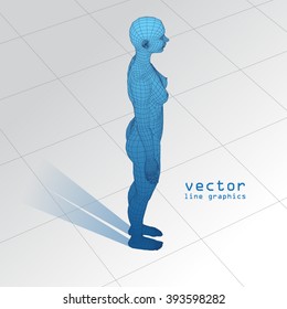 3D woman in a full-length vector