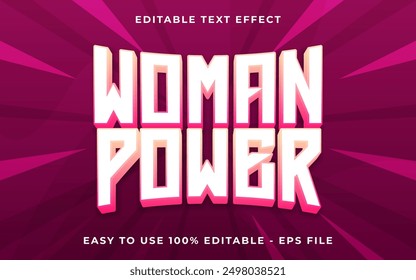 3d Woman Power gradient sparkle text style effect template editable text effect