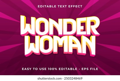 3d wonder woman gradient sparkle text style effect template editable text effect