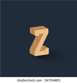 3D wood font, vector