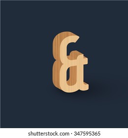 3D wood font, vector