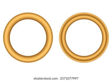 3D wood frame. Big set of round golden vintage textured wooden border. Vintage cover. Place for text. Vintage antique gold rectangular frames for paintings or photographs. Template vector illustration