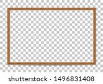 3D wood frame. Picture frame design isolated on background. Realistic wooden rectangular natural frame with shadow. Background for presentations, restaurant menu, chalkboard school. Clipart vector 