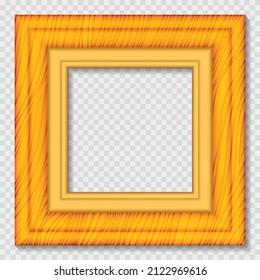 3D-Holzrahmen. Goldener Vintage mit ausgeprägtem Holzrahmen. Vintage-Abdeckung. Platz für Text. Vintage antike goldene Rahmen für Gemälde oder Fotografien. Vorlage, Vektorgrafik.