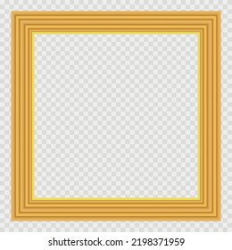 3D wood frame. Squared golden vintage textured wooden border. Vintage cover. Place for text. Vintage antique gold rectangular frames for paintings or photographs. Template vector illustration.