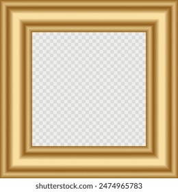 3D wood frame. Squared golden vintage textured wooden border. Vintage cover. Place for text. Vintage antique gold rectangular frames for paintings or photographs. Template vector illustration.