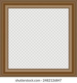 3D wood frame. Squared golden vintage textured wooden border. Vintage cover. Place for text. Vintage antique gold rectangular frames for paintings or photographs. Template vector illustration.