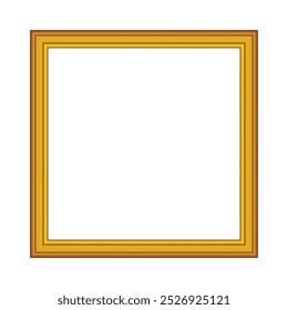 3D wood frame. Squared golden vintage textured wooden border. Vintage cover. Place for text. Vintage antique gold rectangular frames for paintings or photographs. Template vector illustration.