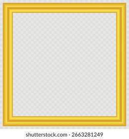 3D wood frame. Squared golden vintage textured wooden border. Vintage cover. Place for text. Vintage antique gold rectangular frames for paintings or photographs. Template vector illustration.