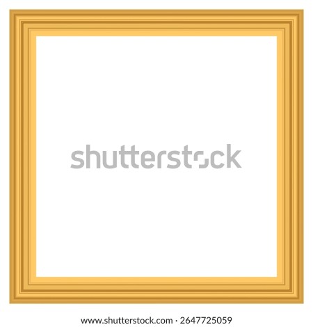 3D wood frame. Squared golden vintage textured wooden border. Vintage cover. Place for text. Vintage antique gold rectangular frames for paintings or photographs. Template vector illustration.