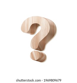 3d Wood Question Mark for education, infograph, poster, etc. sustainable concept alphabet. Realistic Vector