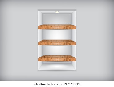 3D wood shelf - vector