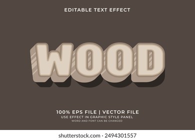 3D Wood Text effect editable vector