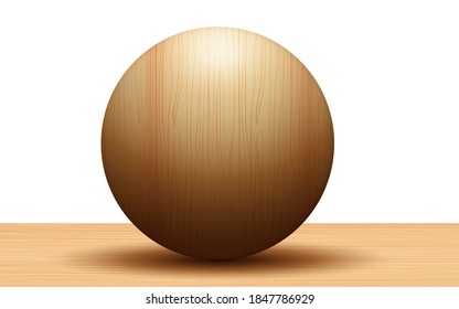 3d wooden ball on the wooden table