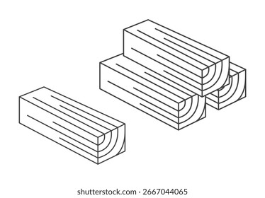 Conjunto de iconos de contorno de forma de bloque de material de madera 3D