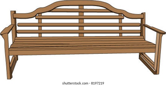 3D wooden park bench (vector)
