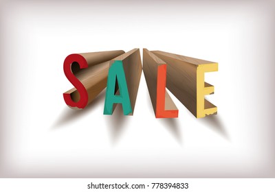 3D Wooden text "SALE" vector EPS