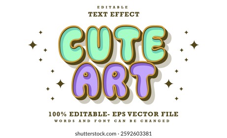 3d Word Cute Art Editable Text Effect Design Template, Effect Saved In Graphic Style