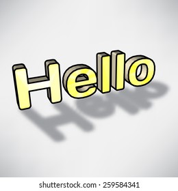 3d word hello yellow with shadow
