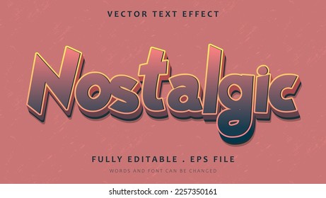 3d Word Nostalgic Editable Text Effect Design Template. Effect Saved In Graphic Style