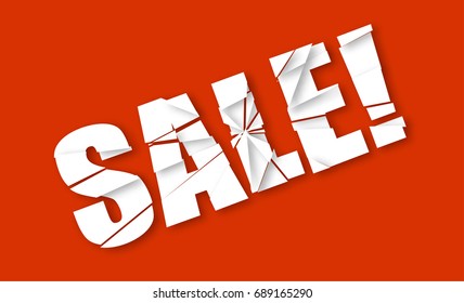 3D word Sale on red background. Sale poster or flyer design. Vector illustration. 