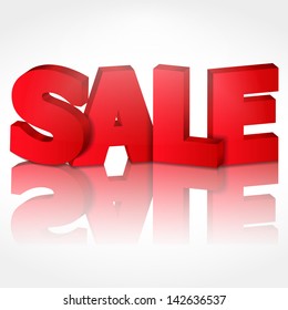 3D word "Sale" with shadow and reflection, vector eps10 illustration