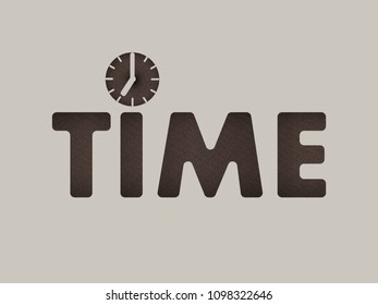 3d word time with clock paper cut