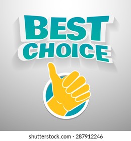 3D words best choice with icon hand. Illustration text for gratefulness cards, banners, etc.