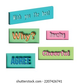 3d words and expression, colorful words for web and marketing