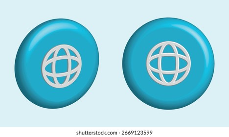 Botón de iconos de globo del mundo 3D