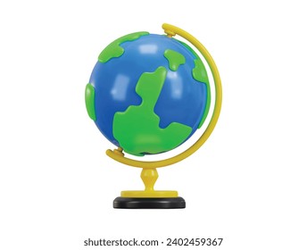 Icono de globo 3d mundial con ilustración de icono de vector de stand