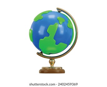 3d world globe icon with stand vector icon illustration