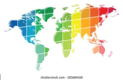 3D World Map Color Palette Abstract